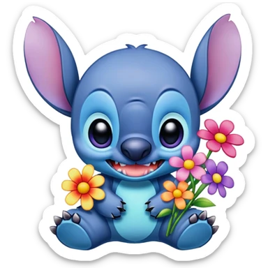 Stich and flowers  sticker