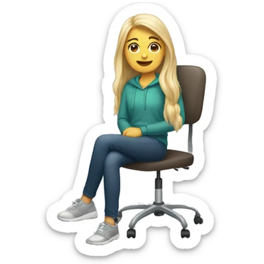 white teen girl sitting on chair sticker
