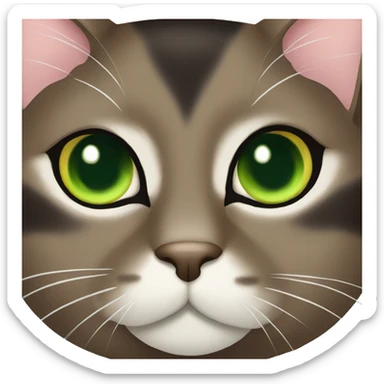 Brown Tuxedo Cat with green eyes sticker
