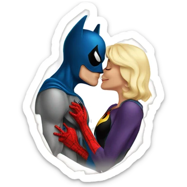 Spiderman kiss batman sticker