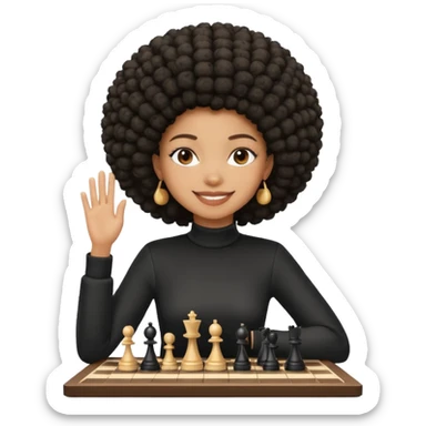black girl with afro playing chess sticker
