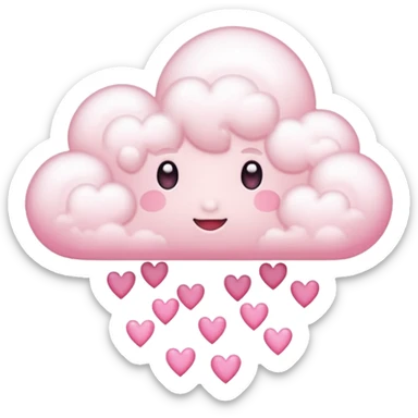 Plain white cloud with pale pink aura surrounding with hearts coming out the bottom sticker