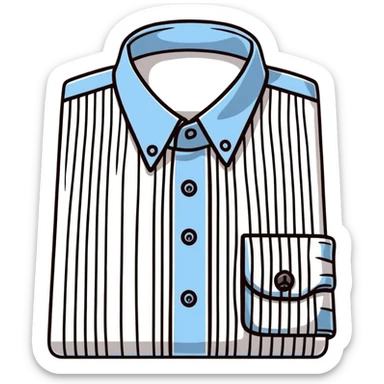 light blue and white vertically striped button down shirt, isolated sticker