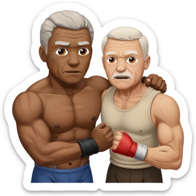 black guy and white old guy fighting sticker