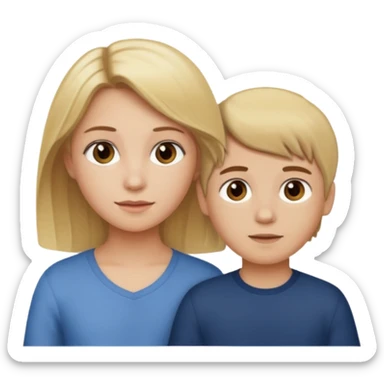 blonde head girl with a brown little boy  sticker
