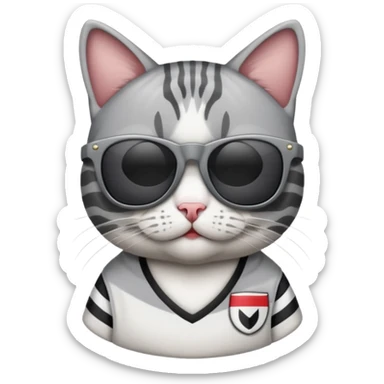 Güneş gözlüğü takan beşiktaş formalı gri beyaz kedidi sticker