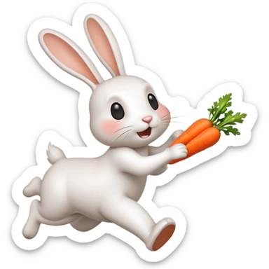 the running rabbid trying catch the carrot and the flying carrot Trying catch the rabbit sticker