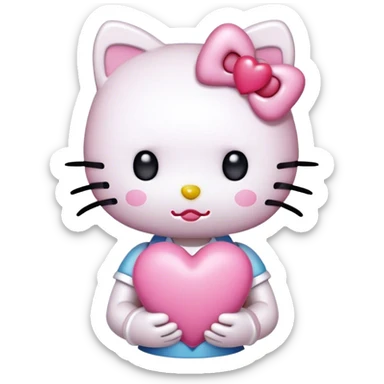 hello kitty holding pink heart sticker