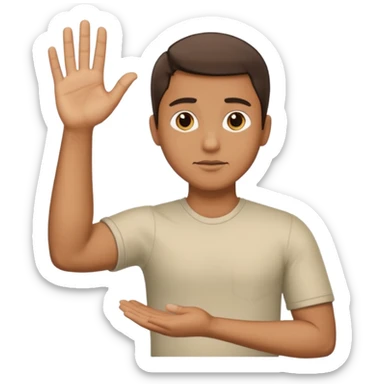 The man extends his arm forward, indicating that he refuses. sticker