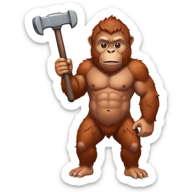 Orangutan with hammer sticker