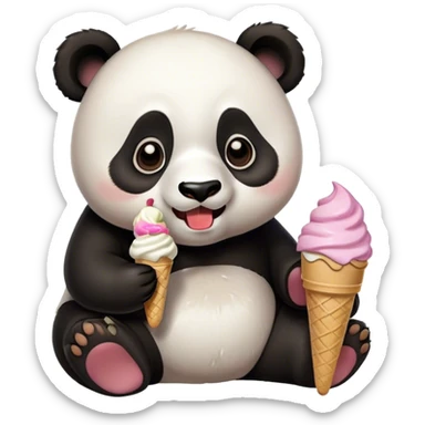 Panda eating ice cream WhatsApp  sticker