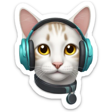 Cat with headphones sticker