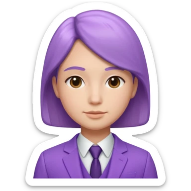 lavender-purple Suit, smooth rounded neckline, simple design, glossy surface, plain background, Memoji-style. sticker