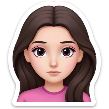 long haired brunette girl black eyes long lashes and pink clothes listening to Ahmet Kaya sticker