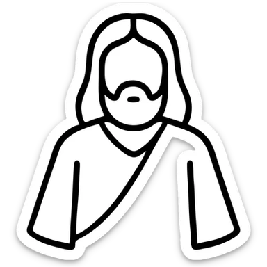 Jesus Christ figure with long hair and beard, wearing robes sticker