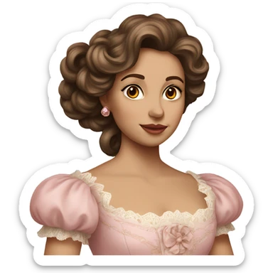 vintage rococo mixed woman with brown hair in a light pink gown  sticker