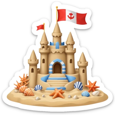 Decorated sand castle – seashells  sticker