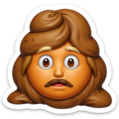 the poop emogi, a pile of poop in trumps image   none of those are what i want  i want the poop emogi with trumps face renbdered in poop, with an orange cast, and his wig on top nope sticker