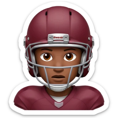 college football player Maroon color ( face and Helmet ) sticker