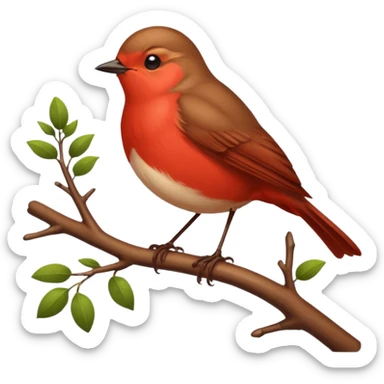 tiny red robin, one color sticker