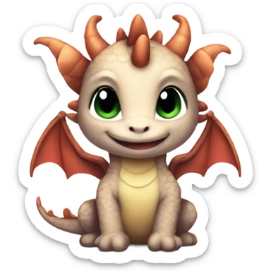 Cute baby dragon. Wearing mittens and earmuffs.  sticker