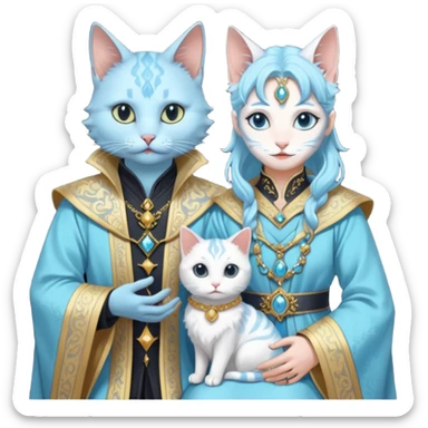 Leviathan magician couple and their pet cat sticker