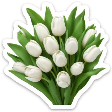 Big realistic bouquet of white tulips sticker