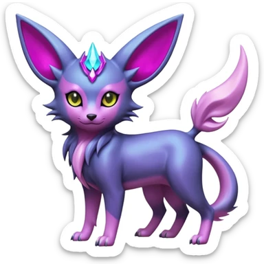 White and magenta hyperrealistic elegant pretty beautiful shiny pastel soft glossy smooth alloy divine holy legendary epic ethereal fantasy cyperpunk futuristic feral Manectric-Luxray-Umbreon-Espeon-Amaura-Electrike-fusion-creature  sticker