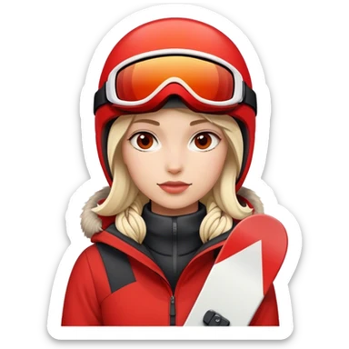 Female snowboarder in red sticker