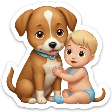 Dog with a baby human sticker