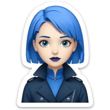 i want an emoji of a cool barb girl that likes blue, a techie girl that is like a matrix character sticker