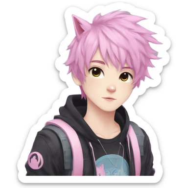 Cute Edgy Attractive Gorgeous Kawaii Pastel Anime Punk Catboy sticker