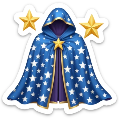 a fantasy  magic, white color with star pattern cloak sticker