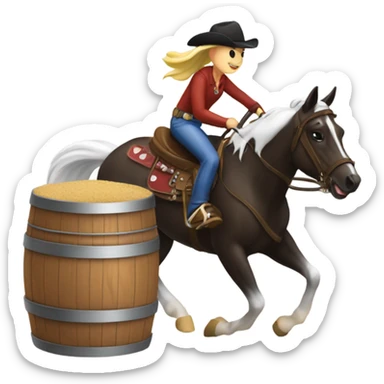 barrel racing horse with rider  sticker
