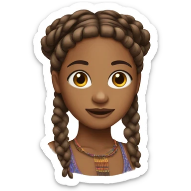Brownskin girl with boho braids sticker