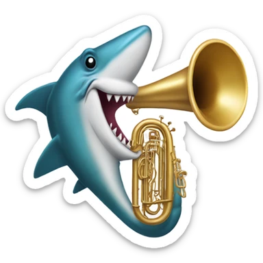 Hammerhead shark playing a tuba sticker