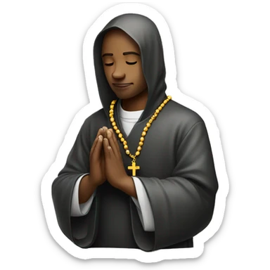 Praying hands holding rosary sticker