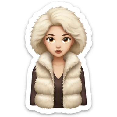 A women's vest combining a fur-like texture with a fluffy finish, radiating luxury and style sticker