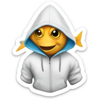 Fish wth hoodie sticker