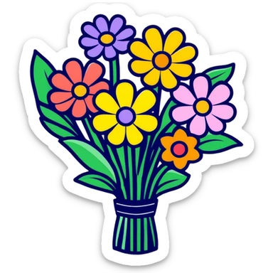 A "get well soon" bouquet of colorful flowers with a small card sticker