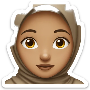 a girl, medium colored skintone with a brown hijab and a little makeup sticker