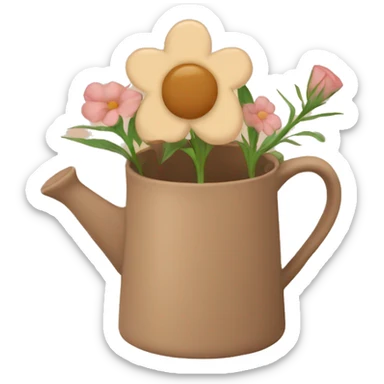 there is a pot in pastel brown colors and a flower in it sticker