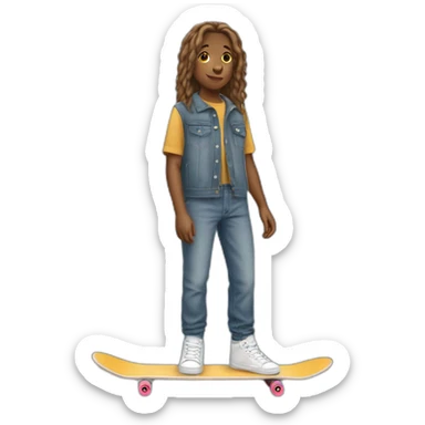 make a emoji of a teenage with wearing a baggy jean with a skateboard sticker