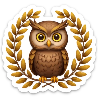 owl sitting in laurel wreath sticker