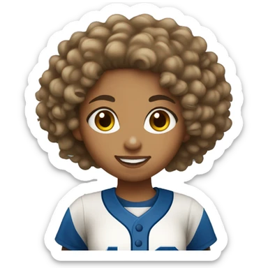 lightskin girl with curly hair playing softball sticker