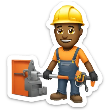 man construction worker handling welder sticker