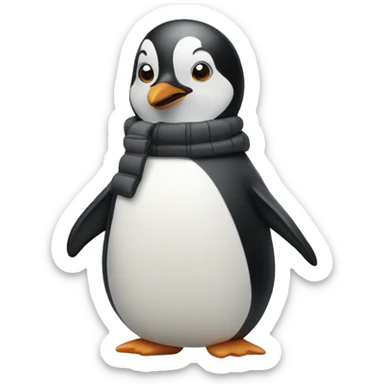 Penguin wearing a puffer coat sticker