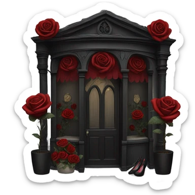 Gothic boutique full of red and black roses sticker