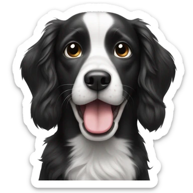 black and white dog sticking tongue out sticker
