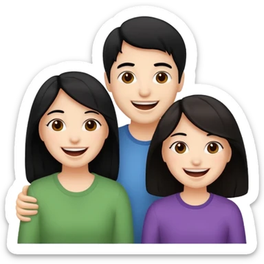 3 friends having fun, one with black hair, 2 with brown hair  sticker